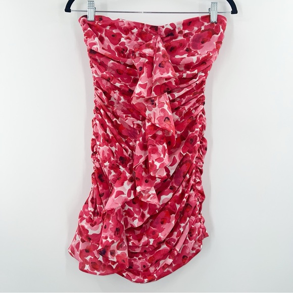 More to Come NWT Natalie Strapless Mini Dress in Pink Floral size XS - Picture 3 of 7